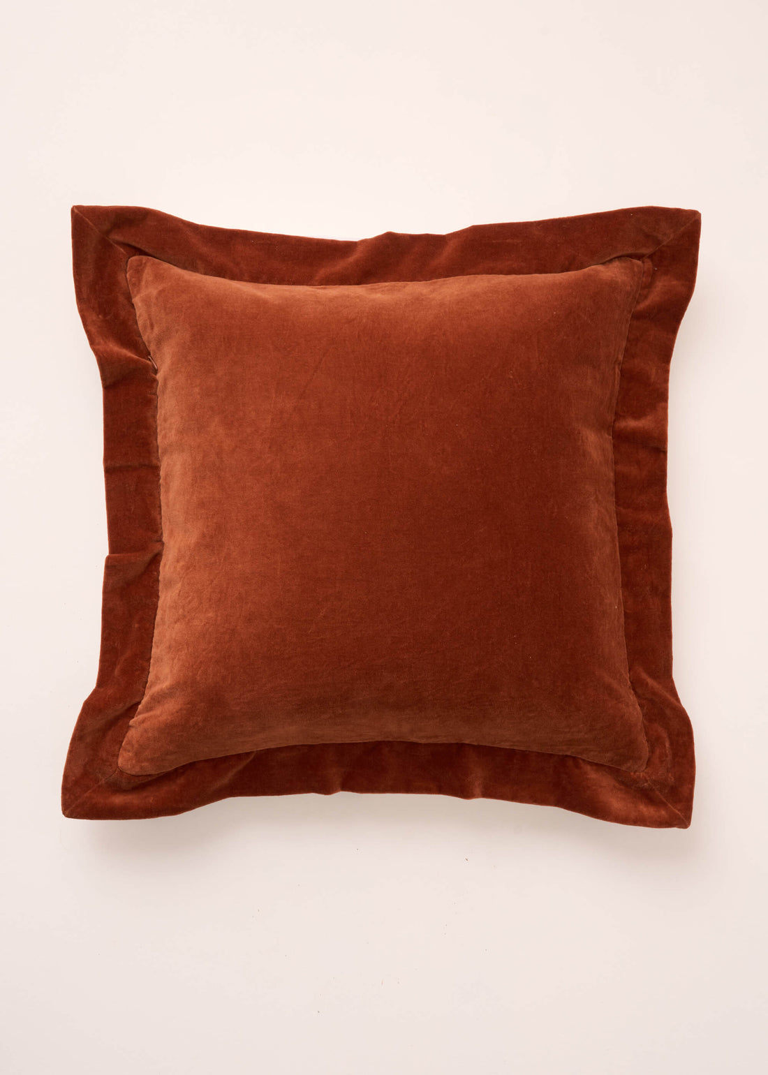 TRULY LIFESTYLE BURNT ORANGE VELVET SQUARE FLANGE EDGED CUSION