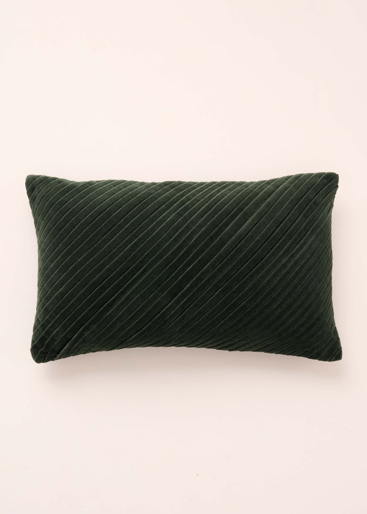 TRULY LIFESTYLE EMERALD GREEN VELVET RECTANGLE CUSHION WITH PLEATED DETAIL