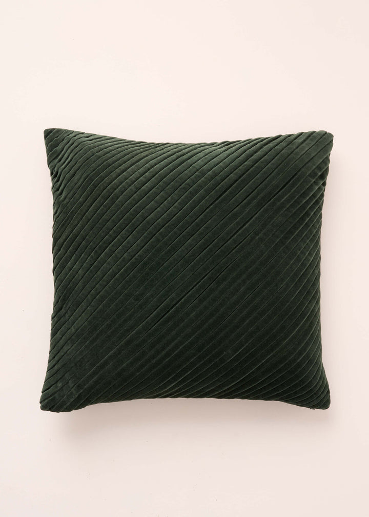TRULY LIFESTYLE EMERALD GREEN VELVET PLEATED SQUARE CUSHION