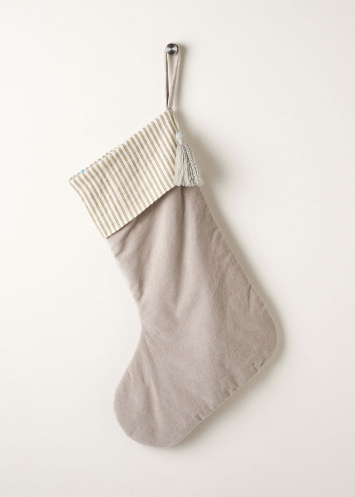Grey Velvet Stocking Hanging | Truly Lifestyle
