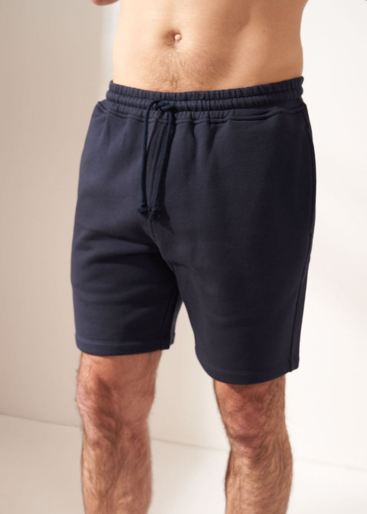 Mens Navy Cotton Shorts Close Up  | Truly Lifestyle