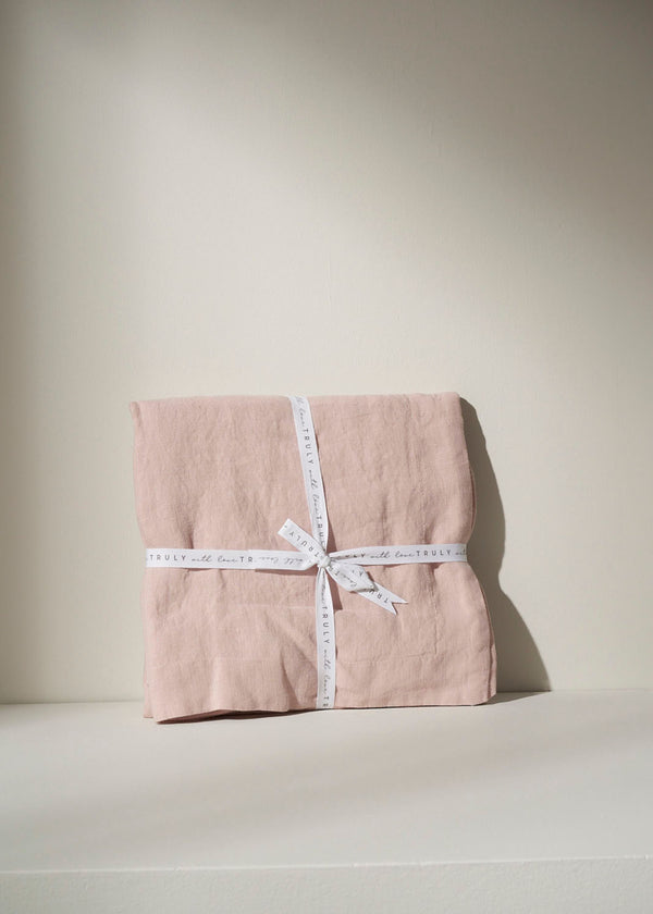 Blush Pink Linen Oxford Pillow Covers In Ribbon | Truly Lifestyle
