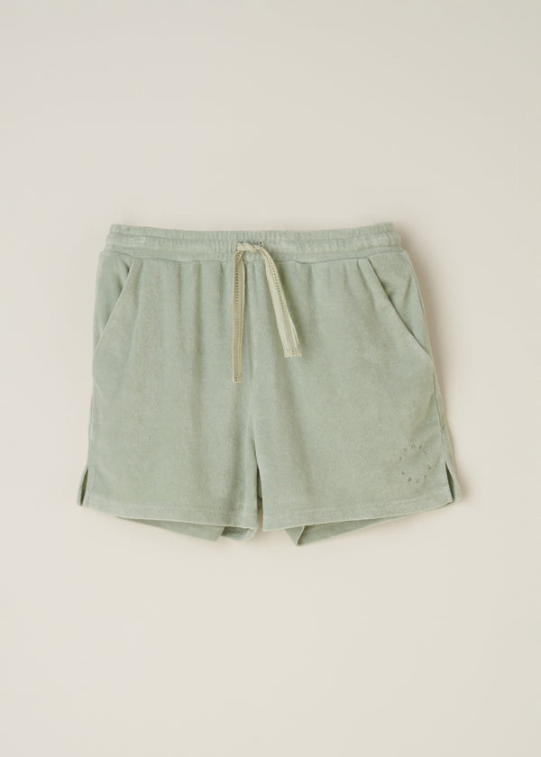 Womens Sage Green Terry Towelling Shorts | Truly Lifestyle