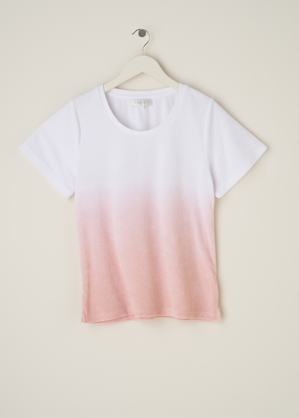 Womens Blush Pink Ombre Terry Tshirt On Hanger | Truly Lifestyle