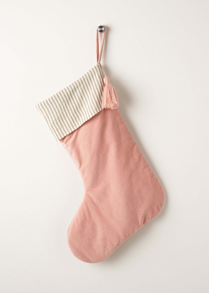 Blush Pink Velvet Stocking Hanging | Truly Lifestyle
