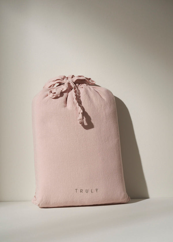 Blush Pink Linen Duvet Cover In Dust Bag | Truly Lifestyle