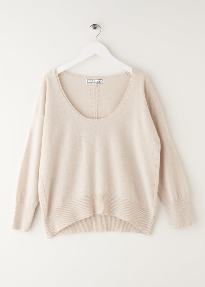 Womens Cream Recycled Cashmere Jumper On Hanger | Truly Lifestyle