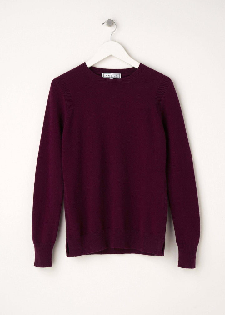 Womens Grape Cashmere Crew Neck Jumper On Hanger | Truly Lifestyle