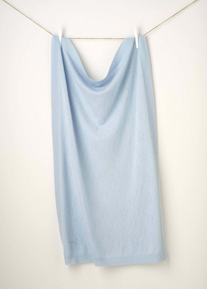 BLUE CASHMERE BABY BLANKET HANGING UP | TRULY LIFESTYLE