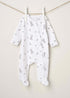 WHITE BABY GROW WITH BUNNY PRINT HANGING UP | TRULY LIFESTYLE