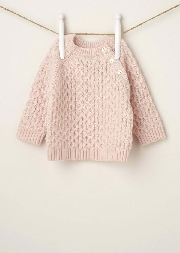 BLUSH PINK KNITTED BABY JUMPER HANGING UP | TRULY LIFESTYLE