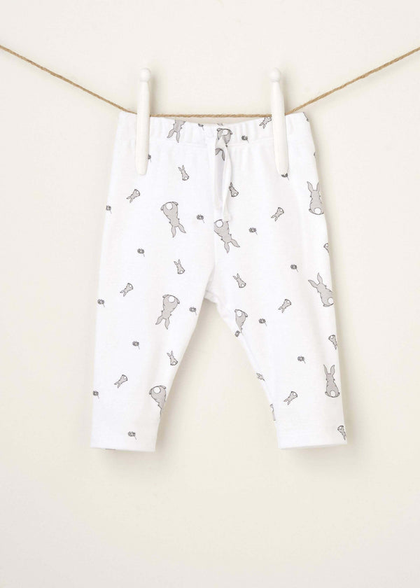 WHITE BUNNY PRINT BABY LEGGINGS HANGING UP | TRULY LIFESTYLE