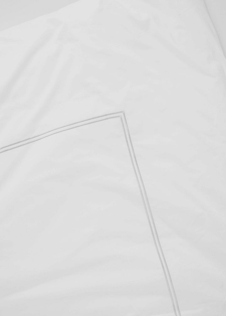 WHITE SATIN FLAT SHEET WITH GREY STITCH DETAIL | TRULY LIFESTYLE