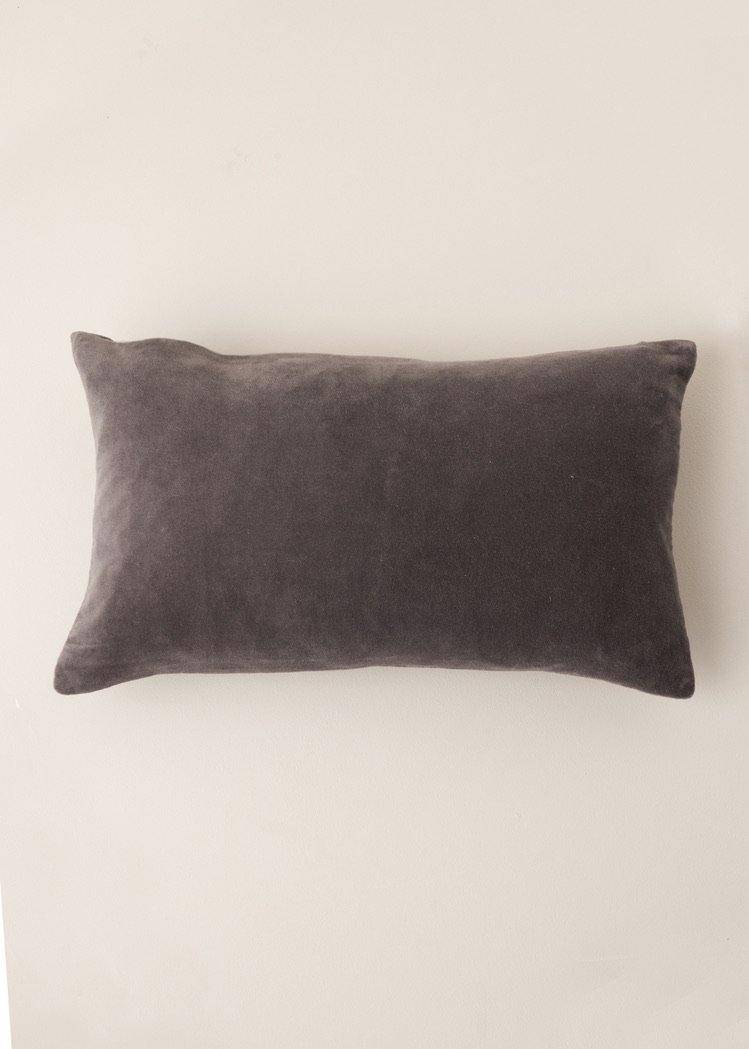 DARK GREY VELVET RECTANGLE SINGLE CUSHION | TRULY LIFESTYLE