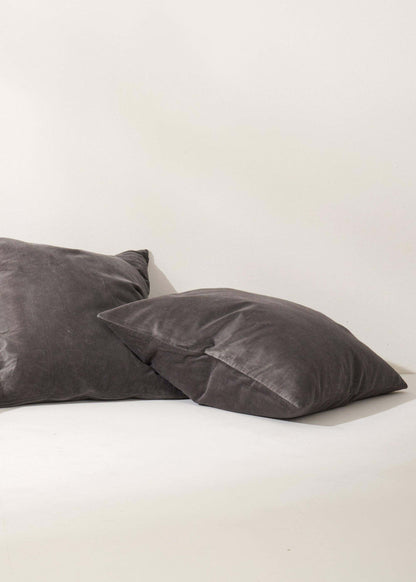 DARK GREY VELVET SQUARE PAIR OF CUSHIONS | TRULY LIFESTYLE