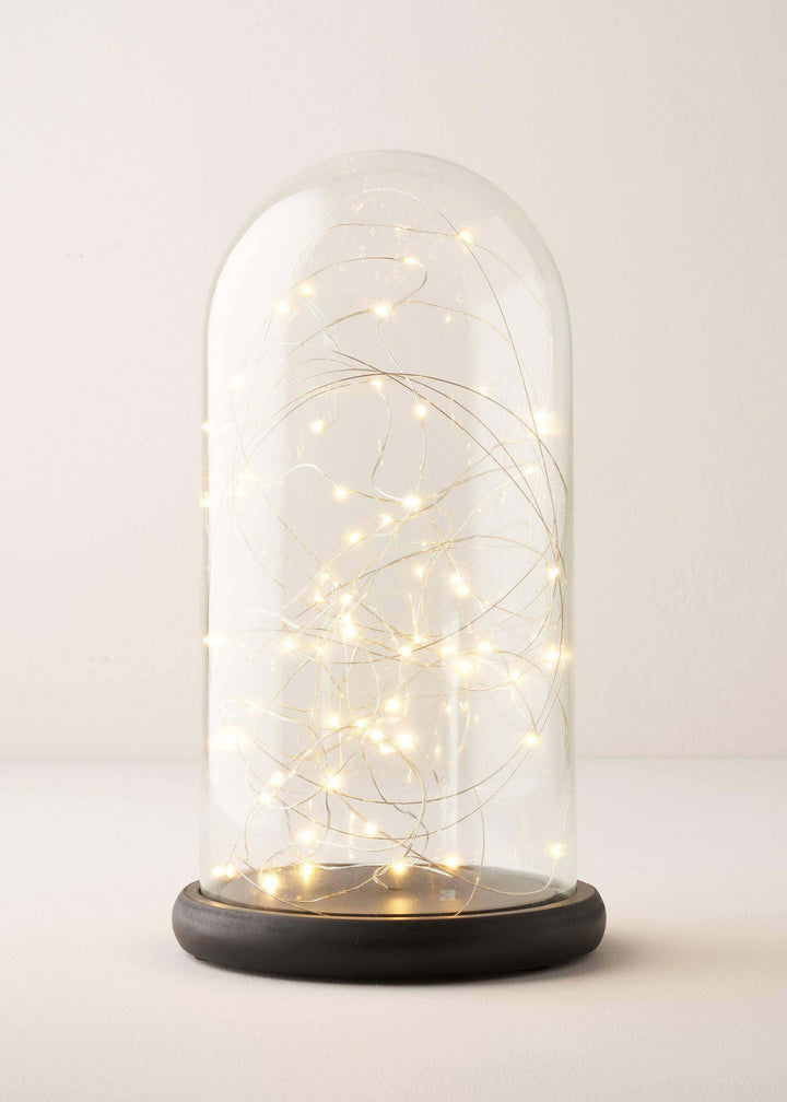 Large Glass Dome With Battery Operated Fairy Lights Switched On | Truly Lifestyle