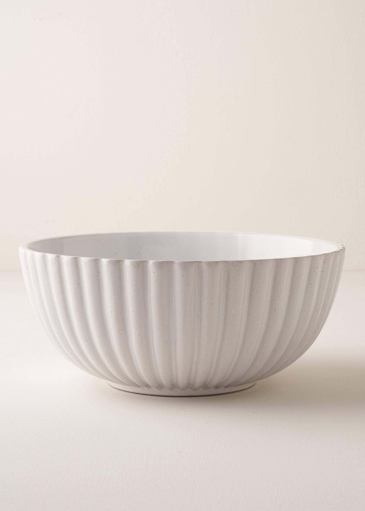 Off White Fluted Large Ceramic Serving Bowl | Truly Lifestyle