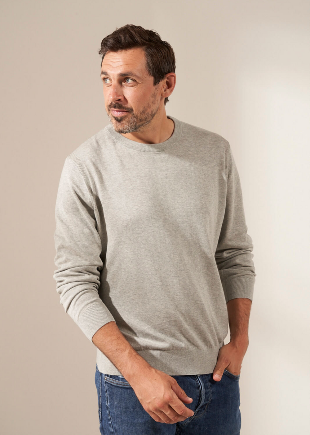 Men's grey crew neck jumper sale