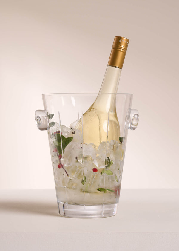 TRULY LIFESTYLE CUT CRYSTAL SOHO ICE BUCKET WITH WHITE WINE IN