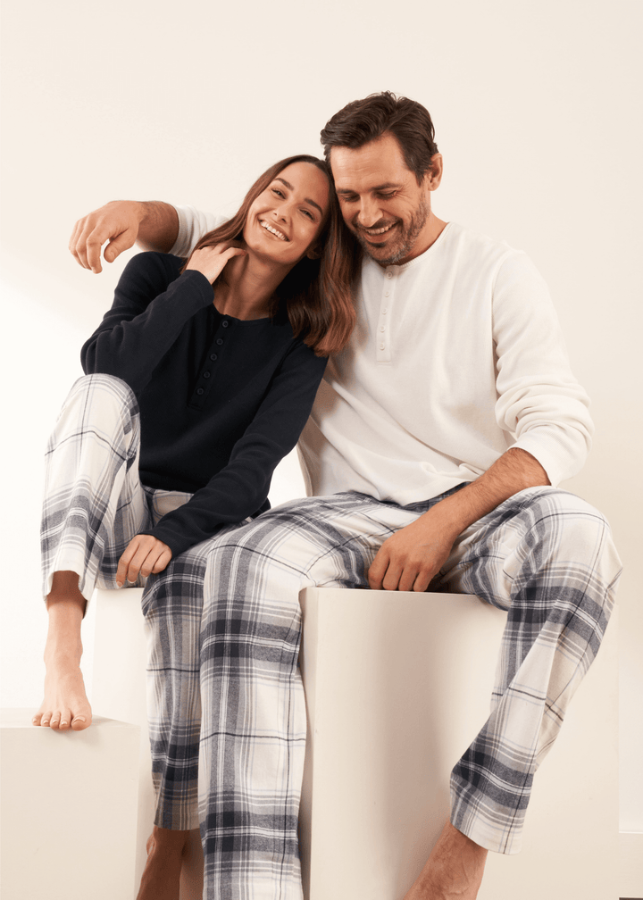 Kensington Unisex Pyjama Set On Female And Male Model | Truly Lifestyle