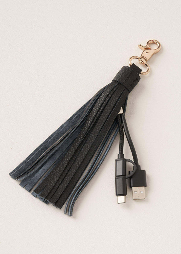 Black Leather Keyring With USB Charger Attachments | Truly Lifestyle