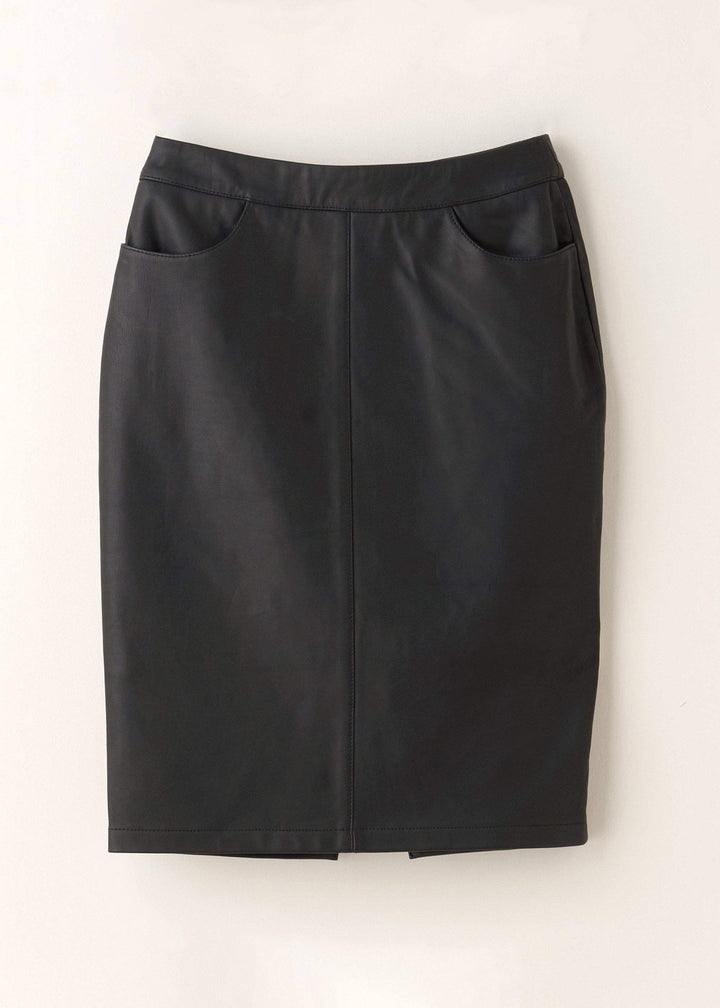 Ladies Black Leather Midi Skirt Haning Up | Truly Lifestyle