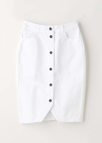 Bershka split front denim midi skirt in white | ASOS