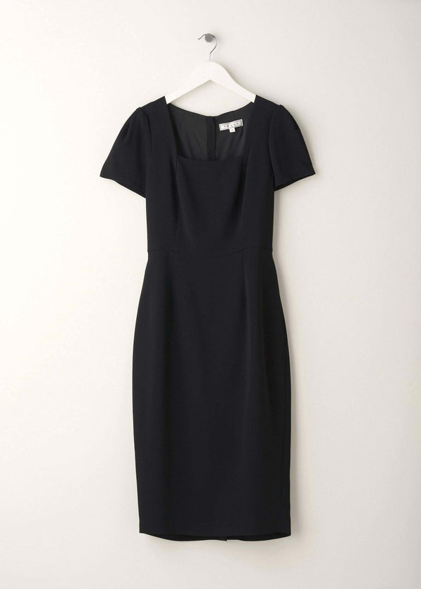 Womens Black Square Neck Dress With Capp Sleeves On Hanger | Truly Lifestyle