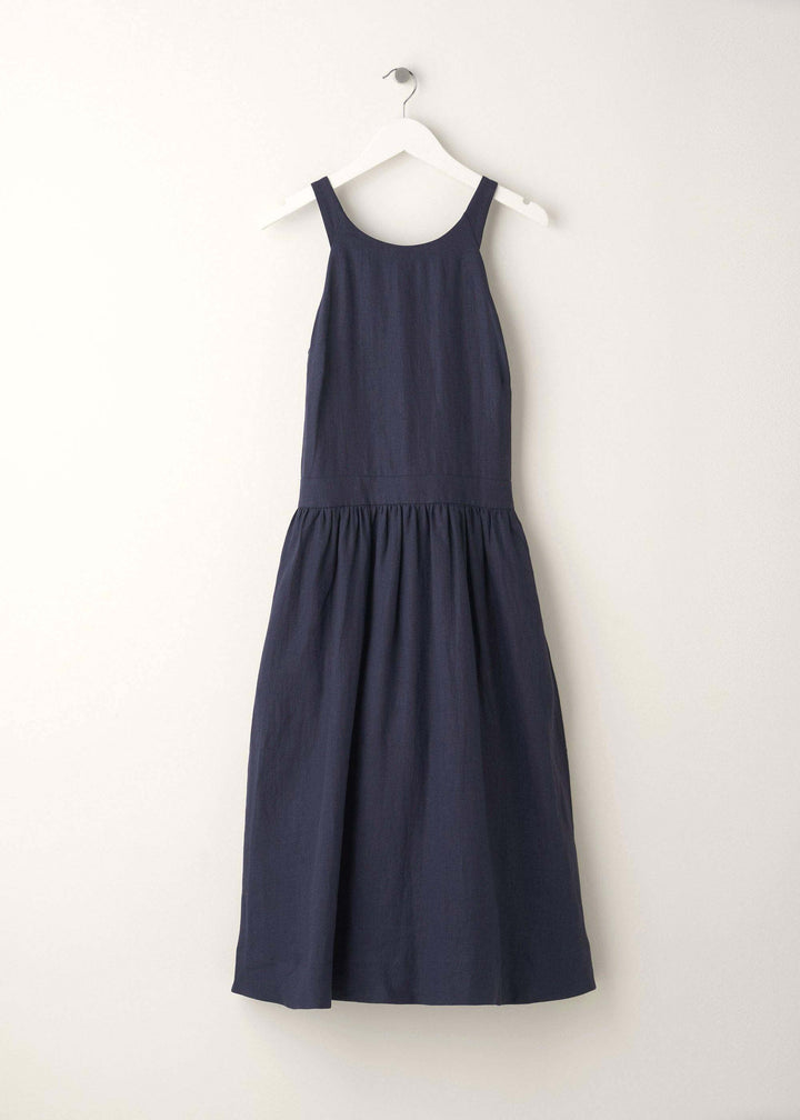 Navy Blue Womens Linen Dress On Hanger | Truly Lifestyle