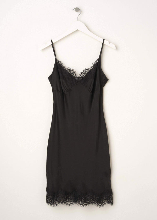 Womens Black Silk And Lace Nightdress On Hanger | Truly Lifestyle