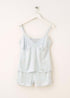 Womens Baby Blue Silk And Lace Camisole And Short Pyjama Set On Hanger | Truly Lifestyle