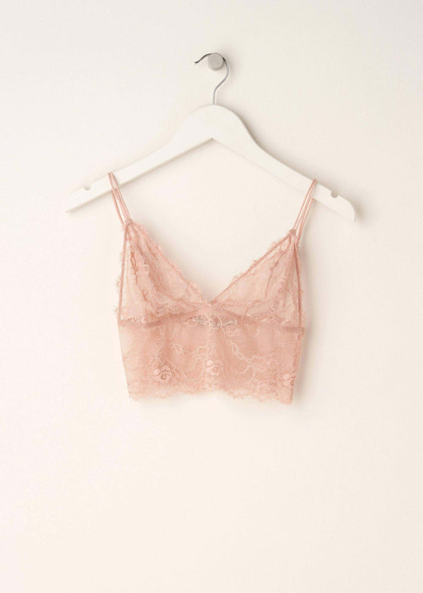 Ladies Pink Lace Bralette On Hanger | Truly Lifestyle