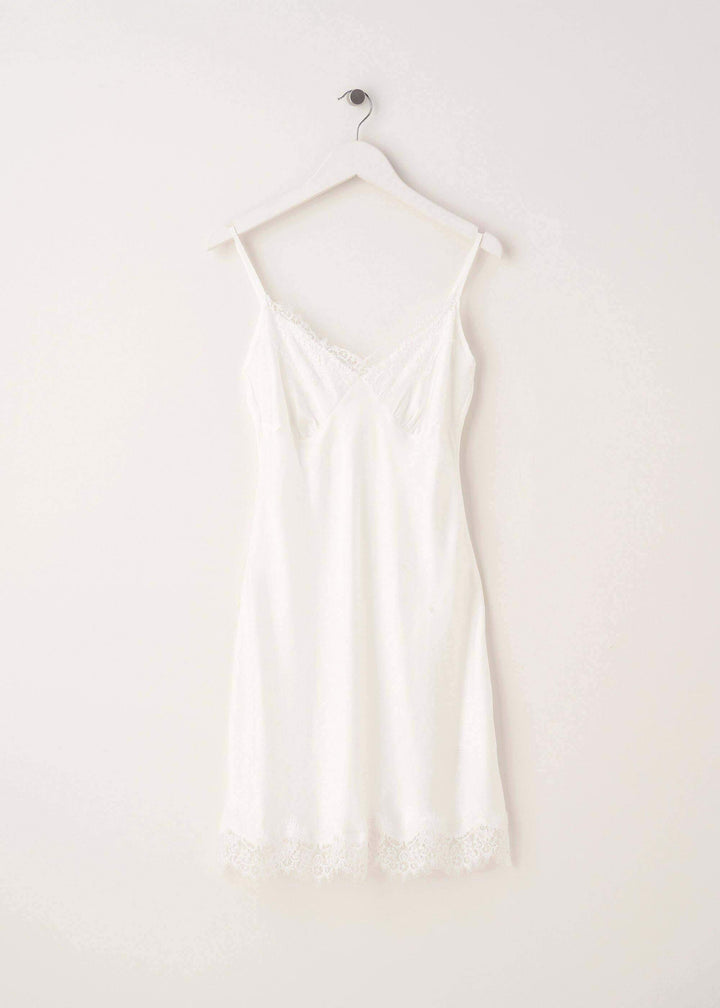 Ladies White Silk And Lace Chemise On Hanger | Truly Lifestyle