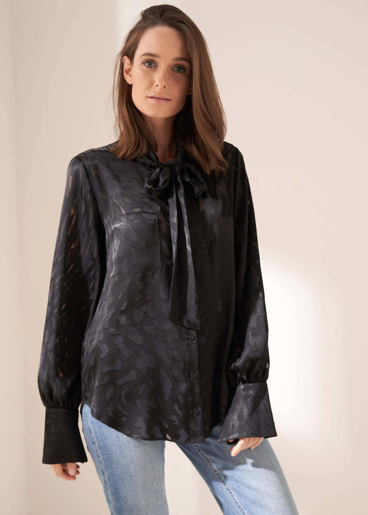 Womens Black Burnout Blouse On Model | Truly Lifestyle
