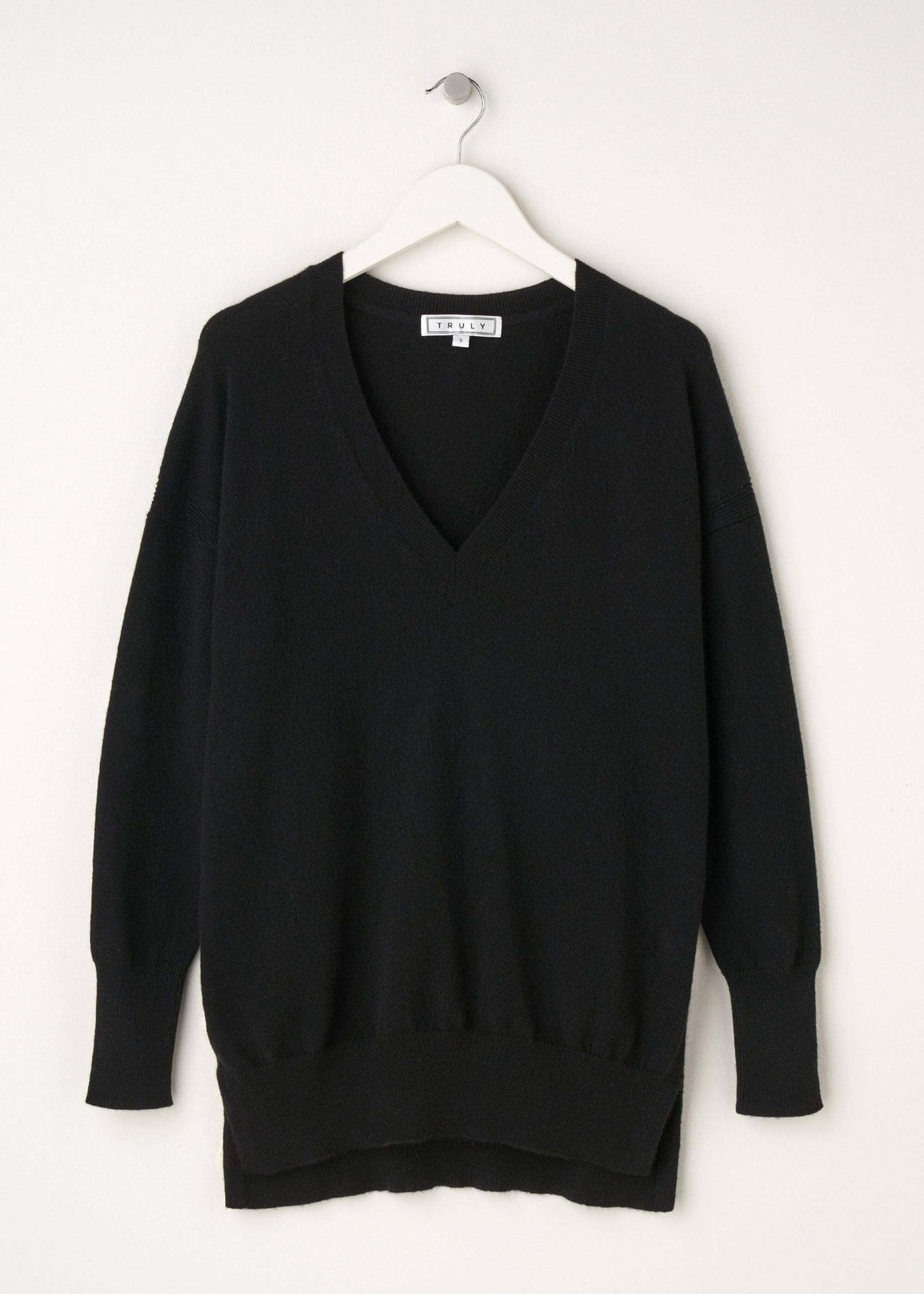 Womens Black V Neck Cashmere Jumper On Hanger | Truly Lifestyle