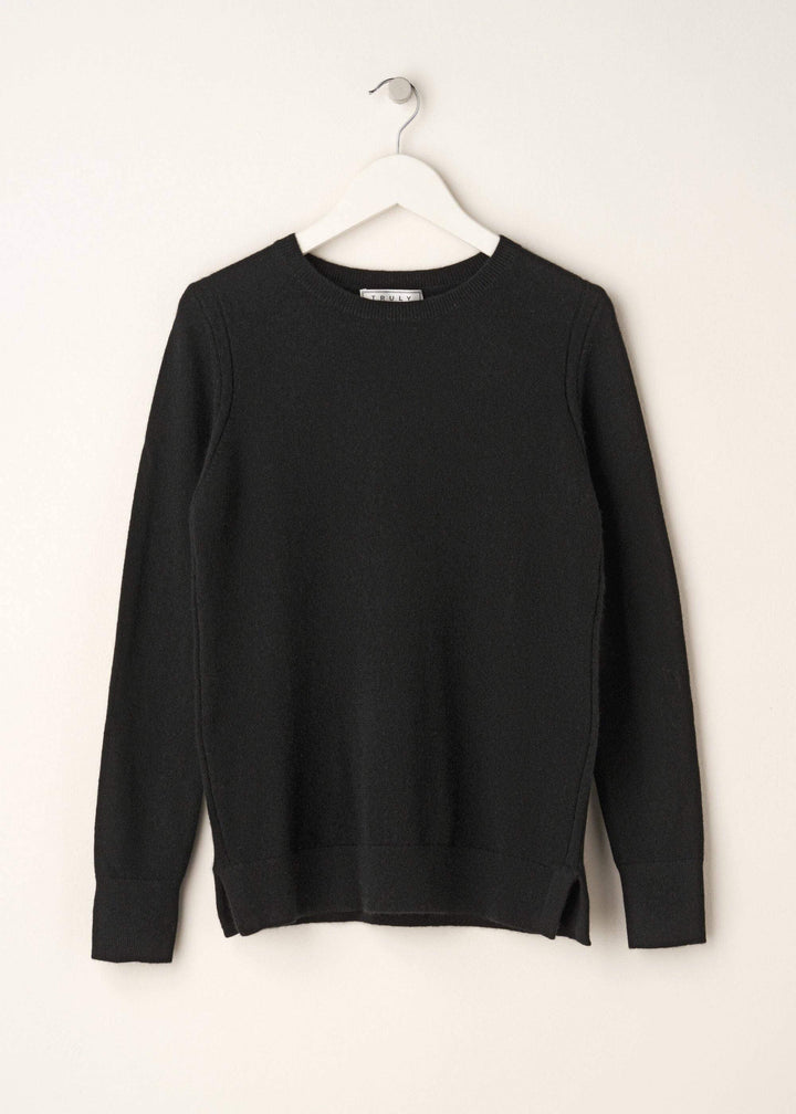 Womens Black Crew Neck Cashmere Jumper On Hanger | Truly Lifestyle