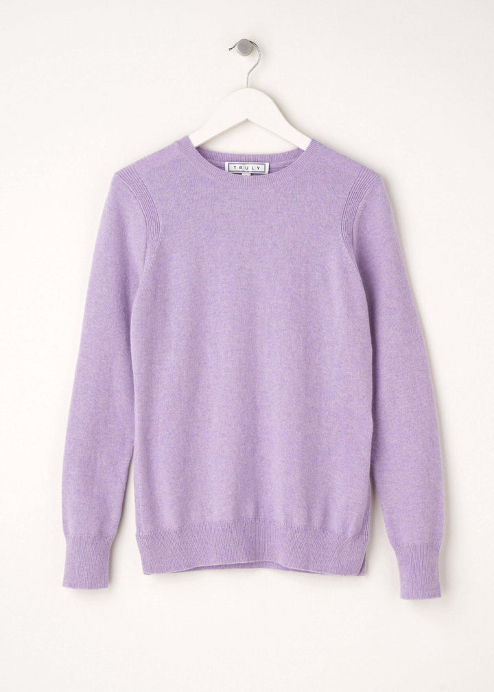 Womens Crew Neck Cashmere Light Purple Jumper On Hanger | Truly Lifestyle