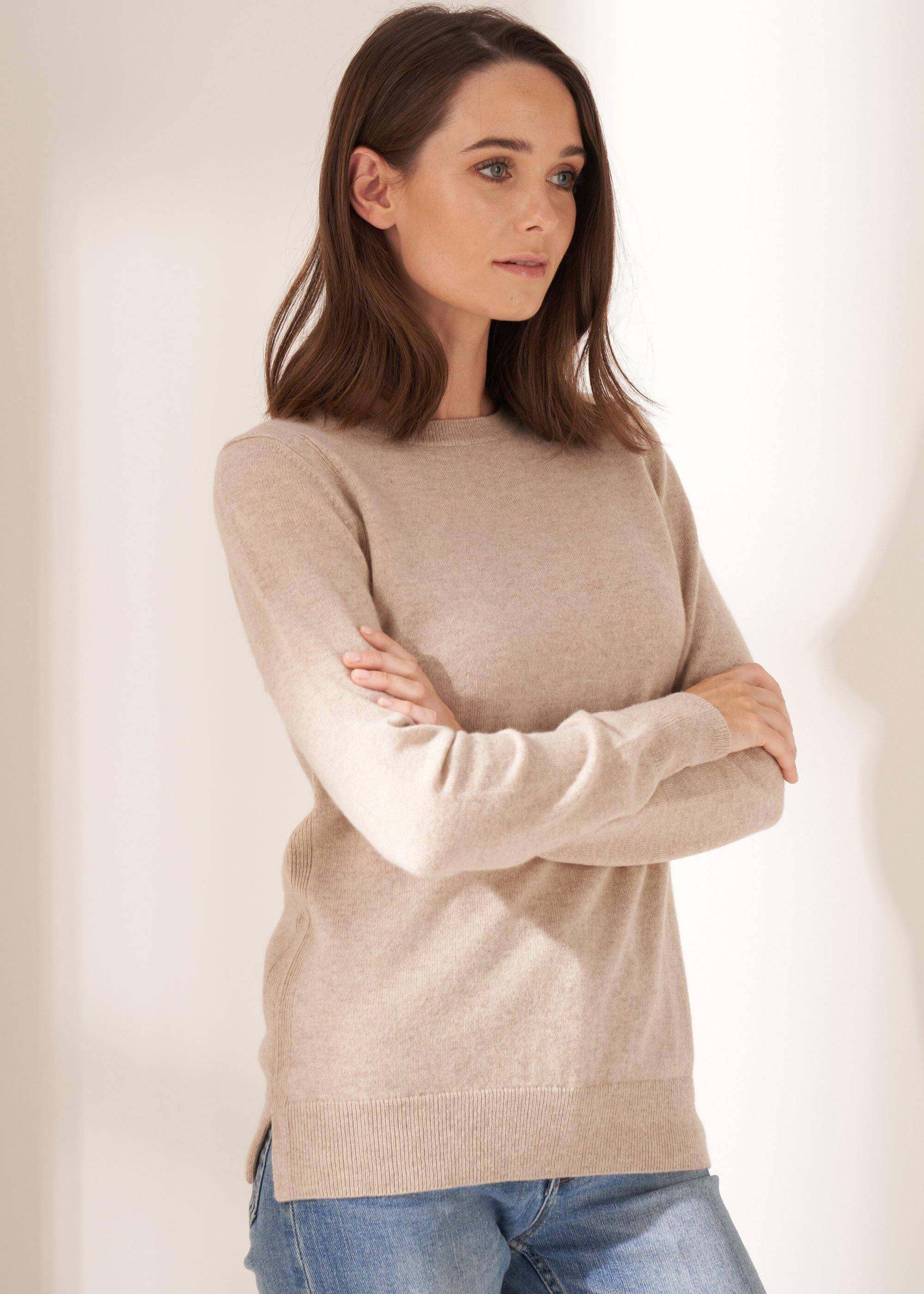 Oatmeal Cashmere Crew Neck Jumper