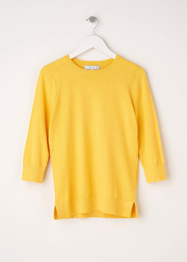 Womens Yellow Fine Knit Crew Neck Jumper On Hanger | Truly Lifestyle