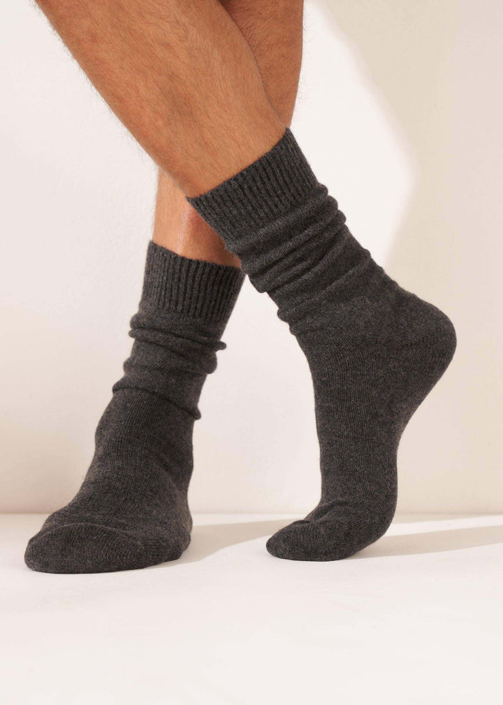Grey Mens Cashmere Socks On Feet | Truly Lifestyle
